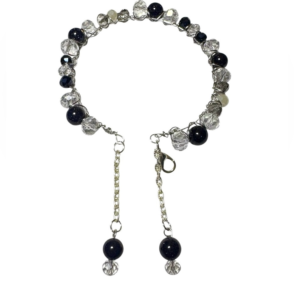 Bracelet with Blue Goldstone and Austrian Crystals Hand Wired - Picture 7 of 8